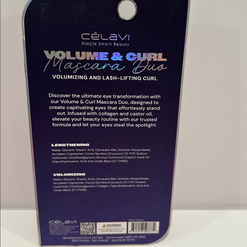 Celavi Volume & Curl Mascara Duo for Volumizing and Lash-Lifting Curl.